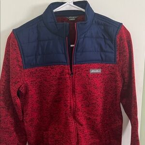 Eddie Bauer Red and Navy Full-Zip Jacket